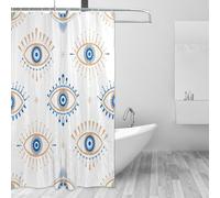 Cgiub Rideau de douche en tissu imperméable et résistant lavable avec 12 crochets Motif mauvais œil 157 x 183 cm