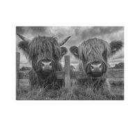 Cgiub Tapis de bain en peluche super doux, absorbant, antidérapant, lavable en machine, séchage rapide, pour baignoire, douche, décoration d'intérieur - 41 x 61 cm - Motif vache des Highland