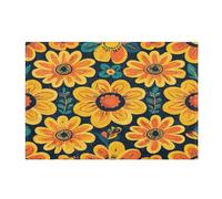 Cgiub Tapis de salle de bain à fleurs jaunes super doux, absorbant, antidérapant, lavable en machine, séchage rapide, pour baignoire, douche, décoration d'intérieur - 41 x 61 cm