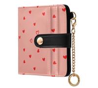 Cgiub The Lion's Love Portefeuille de Saint-Valentin pour femme avec blocage RFID en cuir synthétique avec poche zippée pour pièces de monnaie et porte-cartes de crédit, 10,5 x 11 cm