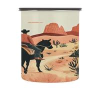 Cgiub Western Cowboy Bocal alimentaire hermétique 900 ml en acier inoxydable avec couvercle pour bonbons, grains de café, thé, bonbons, fruits