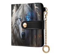 Cgiub Wolf Portefeuille pour femme en cuir synthétique avec blocage RFID, poche zippée pour pièces de monnaie et porte-cartes de crédit, 10,5 x 11 cm
