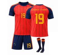 CGJcgjhHU Maillot de Foot Espagne 2026 Homme Ensemble 3 Pièces Deux Étoiles | Tenue légère en polyester avec maillot manches courtes short et chaussettes pour entraînement football à 5 et match
