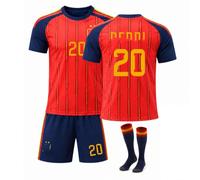 CGJcgjhHU Maillot de Foot Espagne 2026 Homme Ensemble 3 Pièces Deux Étoiles | Tenue légère en polyester avec maillot manches courtes short et chaussettes pour entraînement football à 5 et match