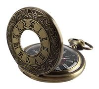 CGJseFH Montre de Poche, Montre de Poche Steampunk à Quartz avec Chiffres Romains Vintage chaîne for Hommes, Cadeaux d'anniversaire et noël(Bronze)