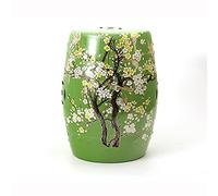CGJseFH Tabouret Tambour en céramique, Tabouret décoratif en céramique, Motif de Fleurs ovales vitrées, Tabouret Tambour adapté aux Jardins, Cours et pelouses