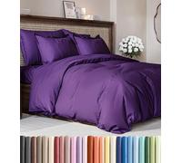 CGK Unlimited Housse de couette extra-douce, king size, légère, respirante, confortable, facile d'entretien, ne se décolore pas, fermeture éclair, attache, 264 x 229 cm, violet, couette non incluse