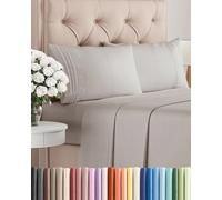 CGK Unlimited Parure de lit 4 pièces, Format Queen draps qualité hôtelière, Ultra Doux, Poches Profondes, faciles à Installer, Respirants et rafraîchissants, sans Plis, Confortables, Gris Clair