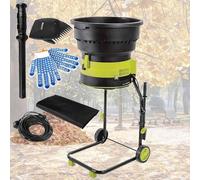 CGLYYDS 2500w Broyeur à Feuilles électrique Broyeur De Compost Broyeur De Branches Hachoir à Feuilles Broyeur De Feuilles De Jardin,Diamètre De L'entonnoir 54 Cm pour Nettoyage Cour Powercord×30m