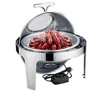 CGLYYDS Chafing Dish Electrique,Buffets Chauffants Chauffe-Plat Électrique,Chauffe-Plats Rond en Acier Inoxydable 6L avec Couvercle pour Buffet Restauration Cuisine Fête Mariage,A