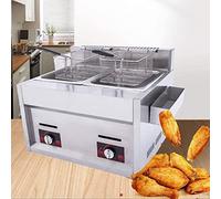 CGLYYDS Friteuse à gaz Commerciale, Grande capacité de 20 L, Machine à Frire Professionnelle à gaz avec paniers et couvercles, pour Frites, Beignets, Poisson, Facile à Nettoyer
