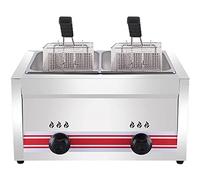 CGLYYDS Friteuse à gaz Professionnelle GPL, friteuse Commerciale en Acier Inoxydable avec paniers et couvercles de friteuse, pour la Cuisine à Domicile de Restaurant Commercial,DoubleCylinder10L+10L