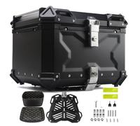 CGLYYDS Top Case pour Moto Étanche, 36100L Top Case Aluminium Moto,Coffre Valise Moto Universel Design Étanche Coffre Topcase pour Casque Moto,Black-80L