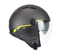 CGM Casque Open Face, 116G AIR BICO Graphite Jaune Fluo Mat, L (59-60cm)