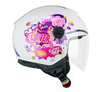 CGM Mini Casque Jet Mixte Enfant, Fuchsia Blanc, YL (51-52cm)