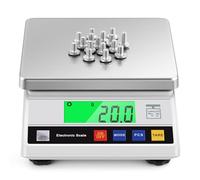 CGOLDENWALL Balance de Comptage 6 kg x 0,1 g, Tare & Alarme Surcharge | Balance de Précision Laboratoire, 6 Unités, Grand Plateau Inox 17,8x17,8 cm, Alim. AC/DC, pour Pièces, Monnaies,Inventaire