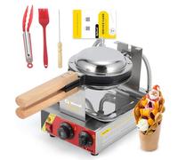 CGOLDENWALL Bubble Waffle Gaufrier Machine Électrique 0-300°C Réglage de la Température Minuterie 0-5 Minutes Anti-adhésive Facile à Nettoyer Certifié CE (220 Volts)