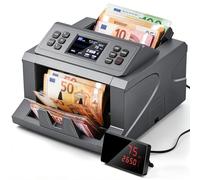 CGOLDENWALL Compteuse de Billets, Totalise Billets Mixte, 8 Devises | 1000 Billets/Min, Détection de Faux CIS/UV/IR/MG, Tri, Fonctions Batch et ADD, pour Banques, Entreprises (Gris)