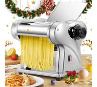 CGOLDENWALL Fraiche Machine à Pâtes Électrique Acier Inoxydable Pétrin avec 2 Lames de 1.5 mm Rondes et 4 mm Plates, 6 Réglages 'Épaisseur pour Nouilles/Boulettes/Spaghettis/Ravioli
