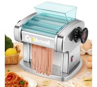 CGOLDENWALL Machine à Pâtes Électrique, Moteur 135W avec 2 Lames (2,5 mm/4 mm) et 9 Épaisseurs Réglables de 0,5-5 mm, Protection en ABS, Acier Inoxydable pour des Nouilles Fraîches Maison