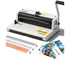 CGOLDENWALL Machine Reliure Spirale Métallique, 34 Trous, Perforer 16 Feuilles (80g), Reliant 120 Feuilles, Pas de 3:1, Relieuse Perforeuseavec kit Démarrage, pour Bureau et école Formats Lettre/A4/B5