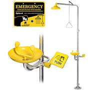 CGOLDENWALL Station Combinée Lave-Yeux et Douche d'Urgence, Acier Inox 304