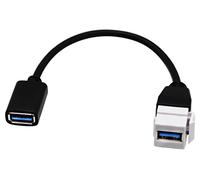Cgtime câble d'inserts Keystone Jack USB 3.0, USB 3.0 A vers USB A 3.0 adaptateur femelle vers connecteur femelle extension de câble pour prise de courant plaque murale Panneau Blanc (22 cm/22,9 cm) USB 3.0 F/f