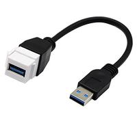 Cgtime câble d'inserts Keystone Jack USB 3.0, USB 3.0 A vers USB A 3.0 adaptateur femelle vers connecteur femelle extension de câble pour prise de courant plaque murale Panneau Blanc (22 cm/22,9 cm) USB 3.0 F/M