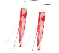 CGTQROVR 2pcs Canada Drapeau Vent Chaussette de Vent Rouge et Blanc en Palette en pâte avec Ruban Suspendu au Patriotique pour Le Porche Avant du Jardin extérieur