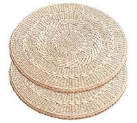 CGTQROVR 2pcs Coussins de Plancher 16 Pouces, Oreiller de Plancher à l'herbe tissé pour Le Yoga à la Maison et méditation Style Japonais