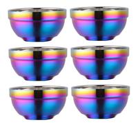CGTQROVR 6pcs Bols en acier inoxydable pour enfants à la maison Isolation à double coupée et lave-vaisselle SAFE & Unbreakable Rice Bowl pour les adultes et les enfants la maison