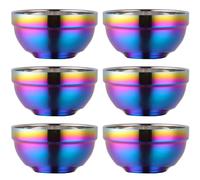 CGTQROVR 6pcs Bols en acier inoxydable pour enfants, isolation à double couche et lave-vaisselle SAFICE & Incassable Rice Bowl pour adultes et enfants