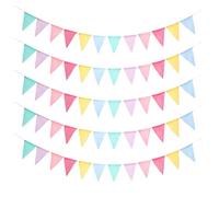 CGTQROVR Flags de Fanion colorés Pastel Triangle Triangle Flags Banner décoratif Banner idéal pour la Baby Shower Ouverture Graduation Birthday Party 60pcs