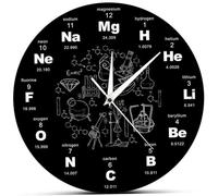 CGTQROVR Horloge Murale 12 Pouces Tableau périodique éducatif des éléments Symboles Chimiques silencieuse Horloge de Classe Crésages créatifs de Chimie pour l'école à Domicile