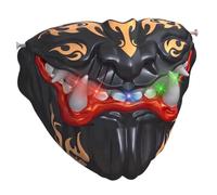 CGTQROVR Masque changeur de Voix Demi-Masque de samouraï avec Bouche Mobile et Effets vocaux LED - Diable d'halloween pour Cosplay