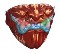 CGTQROVR Masque changeur de voix demi-masque samouraï avec bouche mobile et effets vocaux LED - Diable d'Halloween pour cosplay rouge