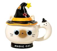 CGTQROVR Tasse d'Halloween Tasse de Chat avec Couvercle et Cuillère à Café d'Halloween Mignonne