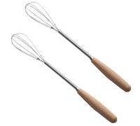 CGTQROVR Tiny Witch 2pcs 8 Long Mini Fouet avec poignée en Bois sans bâton en Acier Inoxydable et Idéal pour la Cuisson du Ballon à Main Multi-Fonction idéal pour Le Restaurant à Domicile