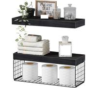 CGUOHU BibliothèQue Murale 3 pièces/Ensemble étagères de Salle de Bain au-Dessus des Toilettes étagère à Livres Flottante Murale Rangement du Papier Petit 16 Pouces pour Bain, Cuisine(Black)