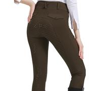 CGUOHU Pantalon D'équitation Pantalon d'équitation en Silicone antidérapant, séchage Rapide, Moulant, for Le Cyclisme, for Les examens équestres Legging D'équitation(Brown,L)