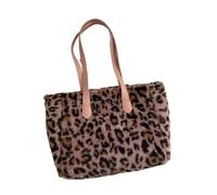 CGUOHU Sac à bandoulière en peluche imprimé léopard for femmes, sacs de Shopping fausse fourrure for dames, fourre-tout grande capacité douce, hiver Pour Femmes(Pink)