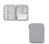 CGUOHU Sac De CâBle Kit de Voyage 2 pièces, Pochette for câble de données USB, câble d'écouteurs, Batterie Externe, Sac de Rangement numérique, Organisateur d'accessoires électroniques(Small Gray)