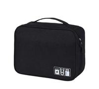 CGUOHU Sac De CâBle Sac De Rangement Câble Voyage, 2 Pièces, Numérique Portable Étanche, Données USB, Chargeur(Black,2Layer(28x9x21cm))