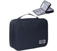 CGUOHU Sac De CâBle Sac de Rangement électronique, Cordon de Charge USB, Organisateur de câbles de Voyage, Valise numérique étanche, Sac de Rangement Portable Double Couche(Black)
