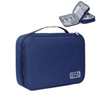 CGUOHU Sac De CâBle Sac de Rangement électronique, Cordon de Charge USB, Organisateur de câbles de Voyage, Valise numérique étanche, Sac de Rangement Portable Double Couche(Blue)