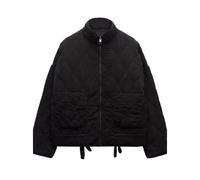 CGUOHU Vestes Matelassées Légères Veste en coton for femme, manteau matelassé décoratif vintage à col haut et grandes poches(Black,M)