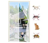 CGUOZI Fly Screen Door Magnetic,Mesh Screen Door with Enhanced Magnets Keep Insects Out Mesh Curtain for Sliding Glass Patio 235 x 205 cm White