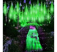 CGUOZI Guirlande Lumineuse, 80cm 10 Tubes LED Éclairage de Pluie de Météore, Guirlande Lumineuse Exterieur LED Étanche à l'Eau Décoration de Noël Extérieur Lumineuse Vert