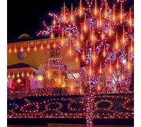CGUOZI Guirlande Lumineuse ExtéRieur, 80cm 8 Tubes Etanche Goutte d'eau Chute Cascading Décoratif Guirlandes Lumières pour Fête Vacances Noël Décorat Rouge