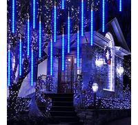 CGUOZI Lampes à Tube étanche, 80cm 8 Tubes 576 LEDS Pluie de météore Lumières Lumineux Falling String Lamps Decor, Résistant à la Corrosion Drop Falling Lights Bleu
